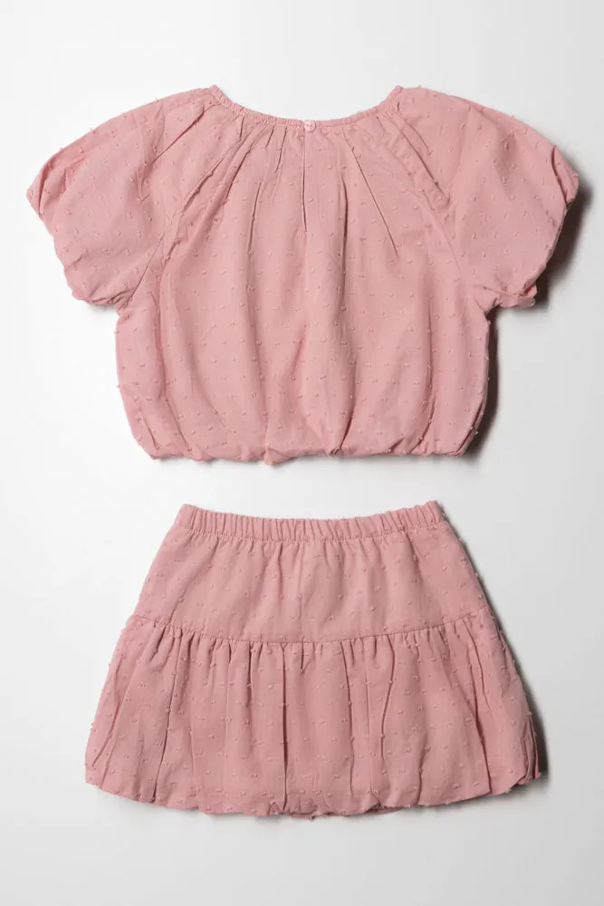 Puff Sleeve Textured Woven Skirts Sets Dusty Pink sold by Ackermas product image thumbnail 5