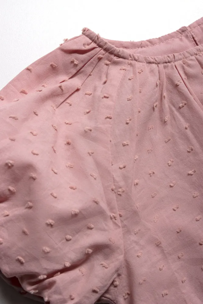 Puff Sleeve Textured Woven Skirts Sets Dusty Pink sold by Ackermas product image thumbnail 2
