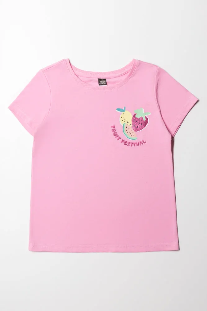 Fruit Placement Basic T-Shirt Mid Pink sold by Ackermas