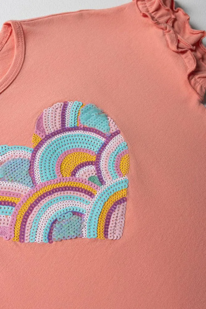 Heart Sequin T-Shirt Peach sold by Ackermas product image thumbnail 2