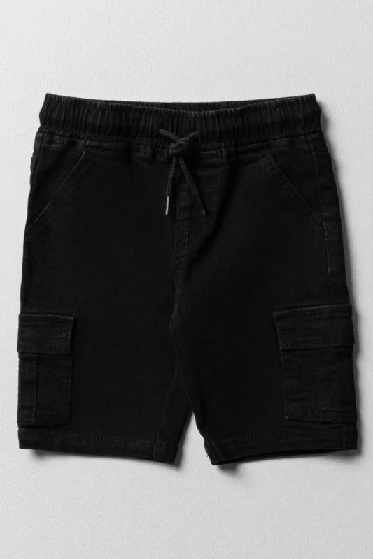 Cargo Denim Shorts Straight Fit Black sold by Ackermas
