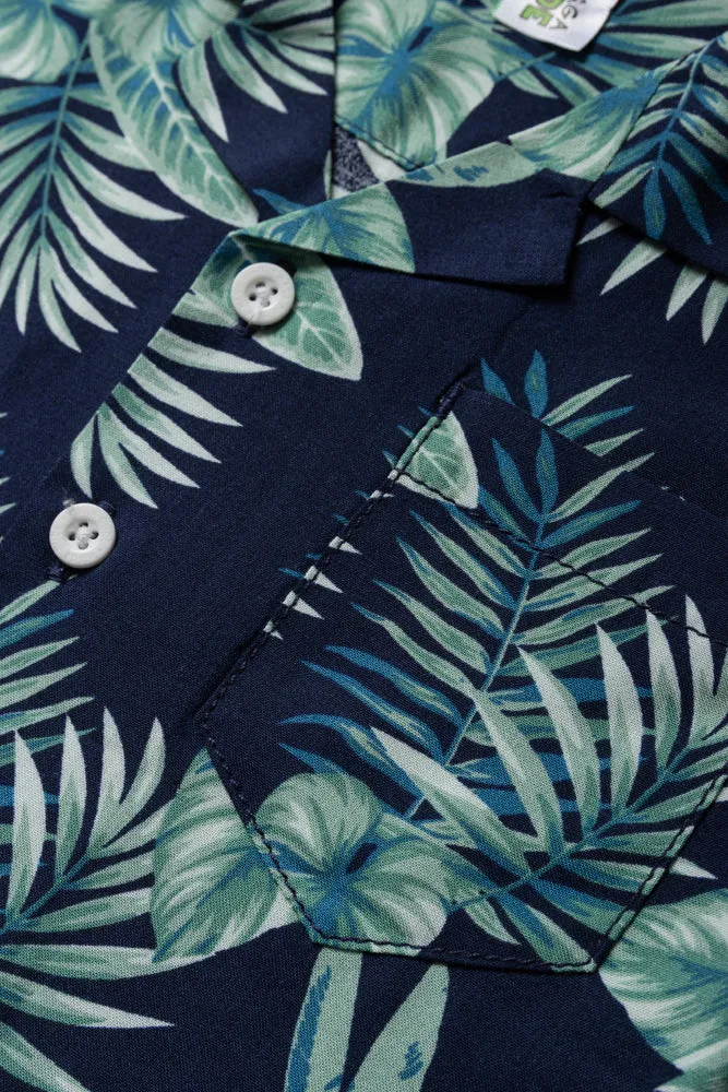 Tropical Resort Shirt Green & Navy sold by Ackermas product image thumbnail 2