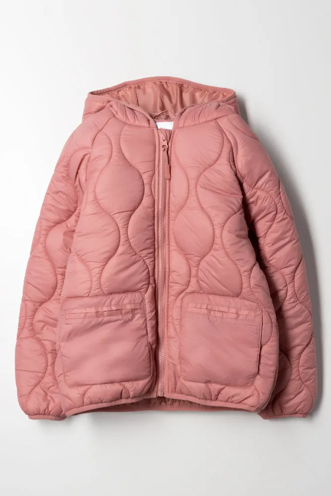 Hooded Puffer Jacket Pink sold by Ackermas
