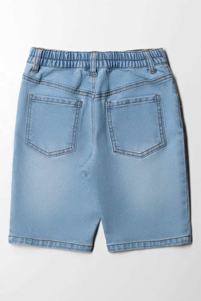 Ripped Denim Short Blue sold by Ackermas product image thumbnail 4