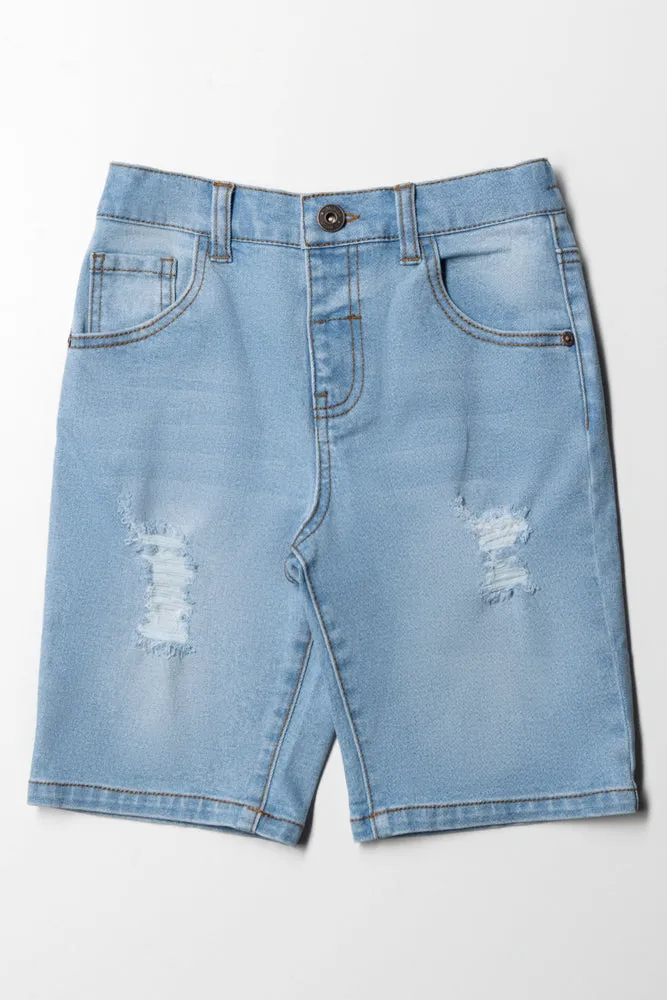 Ripped Denim Short Blue sold by Ackermas