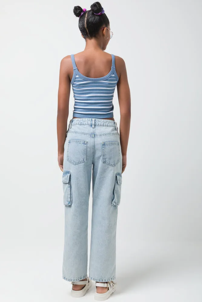 Cargo Denim Jeans Light Blue sold by Ackermas product image thumbnail 4