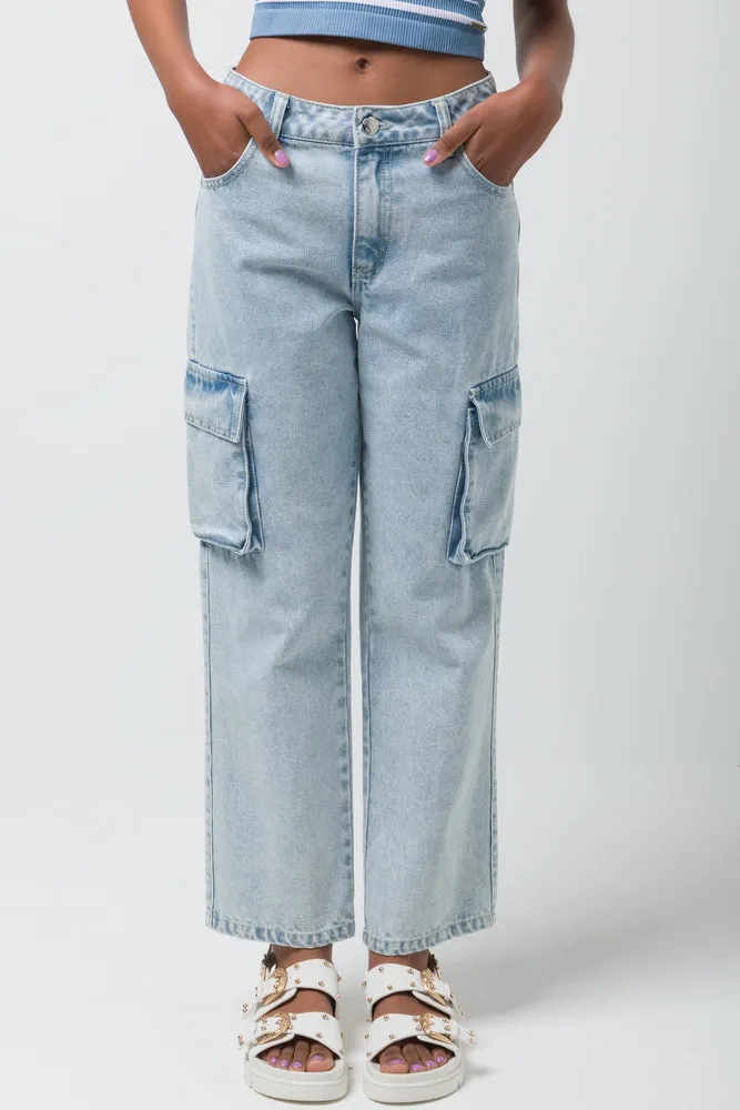Cargo Denim Jeans Light Blue sold by Ackermas product image thumbnail 2