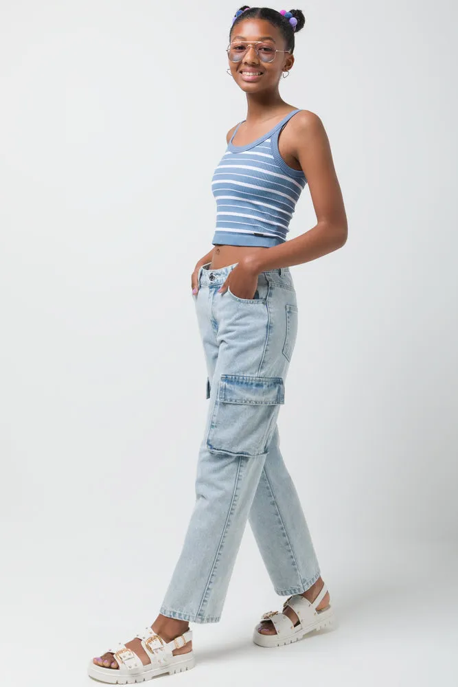 Cargo Denim Jeans Light Blue sold by Ackermas product image thumbnail 3
