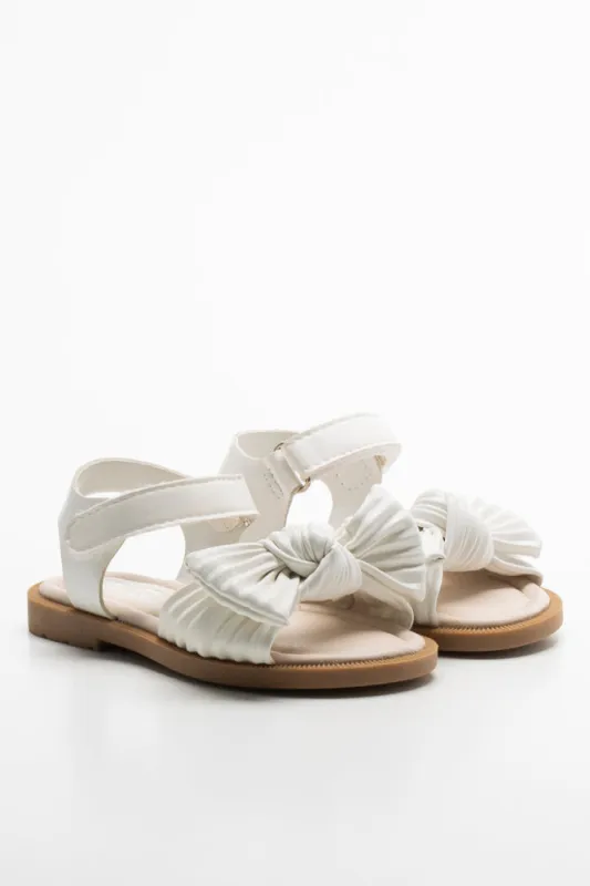 Pleated Bow Sandal White sold by Ackermas