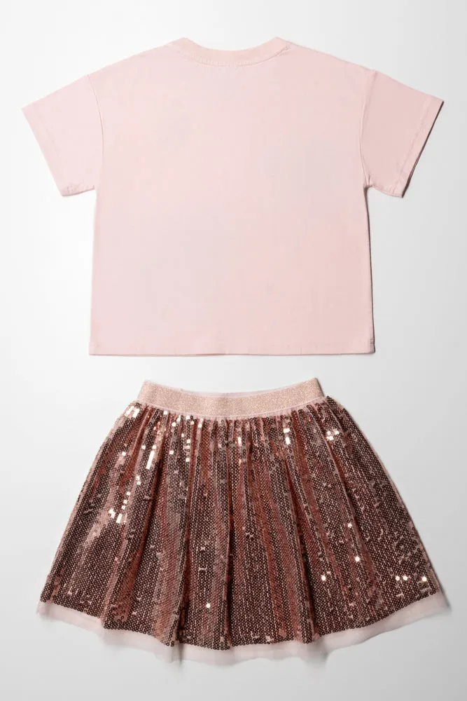Xmas Bow Sequin Skirt Set Pink sold by Ackermas product image thumbnail 4