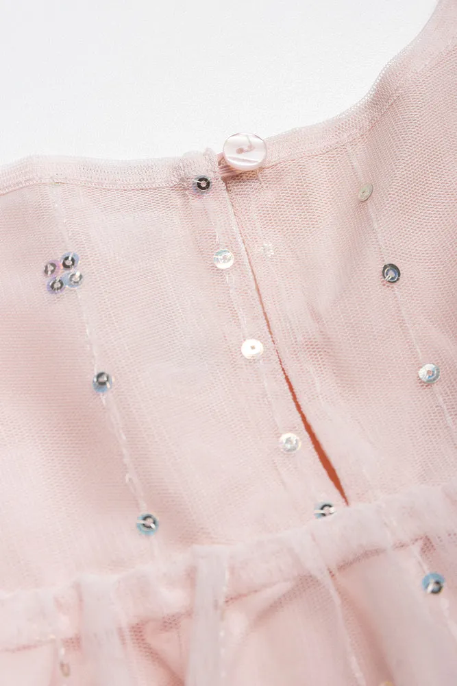 Tiered Dress With Puff Sleeve Light Pink sold by Ackermas product image thumbnail 3