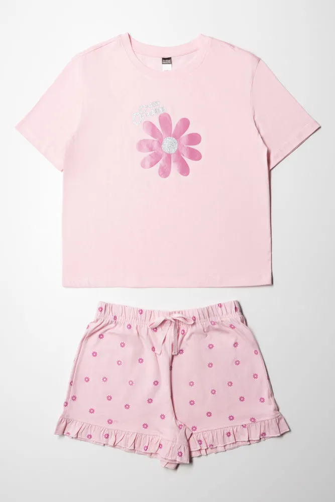 Flower Short Set Pink sold by Ackermas