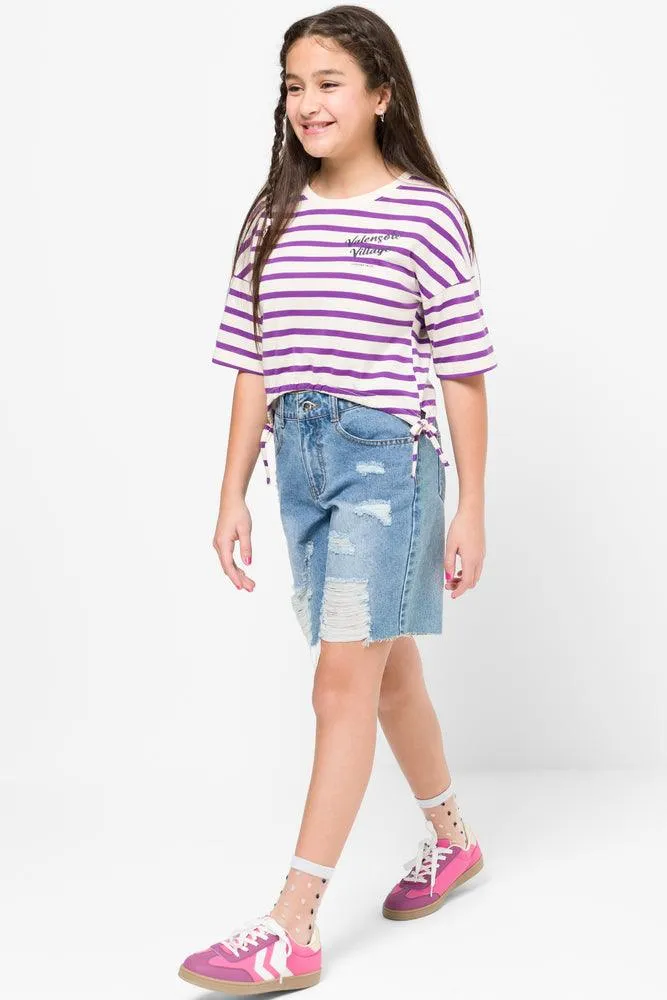 Ripped Denim Shorts Blue sold by Ackermas product image thumbnail 3