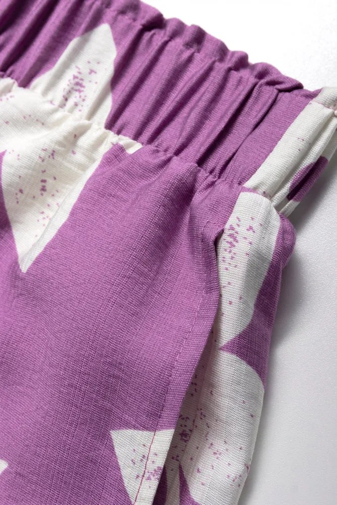 Flower Pull On Shorts Purple & White sold by Ackermas product image thumbnail 2