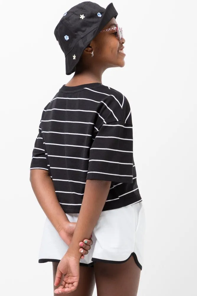 Stripe Boxy Short Sleeve T-Shirt Black sold by Ackermas product image thumbnail 3