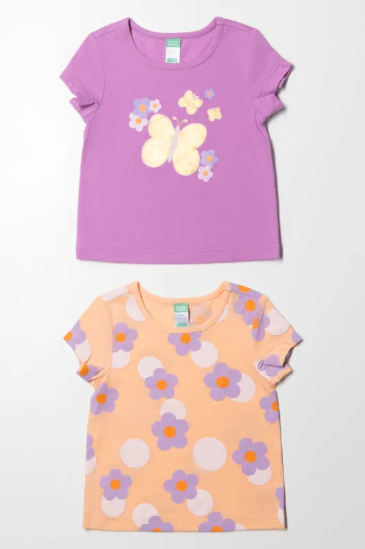 2 Pack Tshirt Mid Pink Foil Print sold by Ackermas