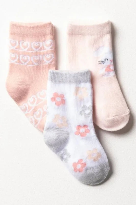 3 Pack Flower Bunny Socks Pink sold by Ackermas