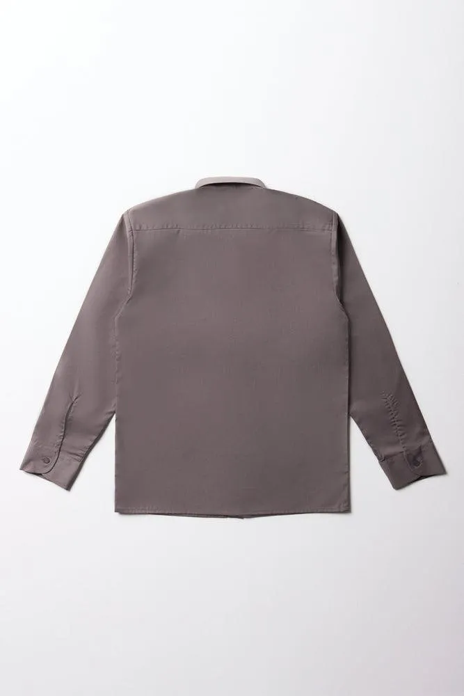 Unisex School Long Sleeve Collar Shirt Grey Toughees sold by Ackermas product image thumbnail 3