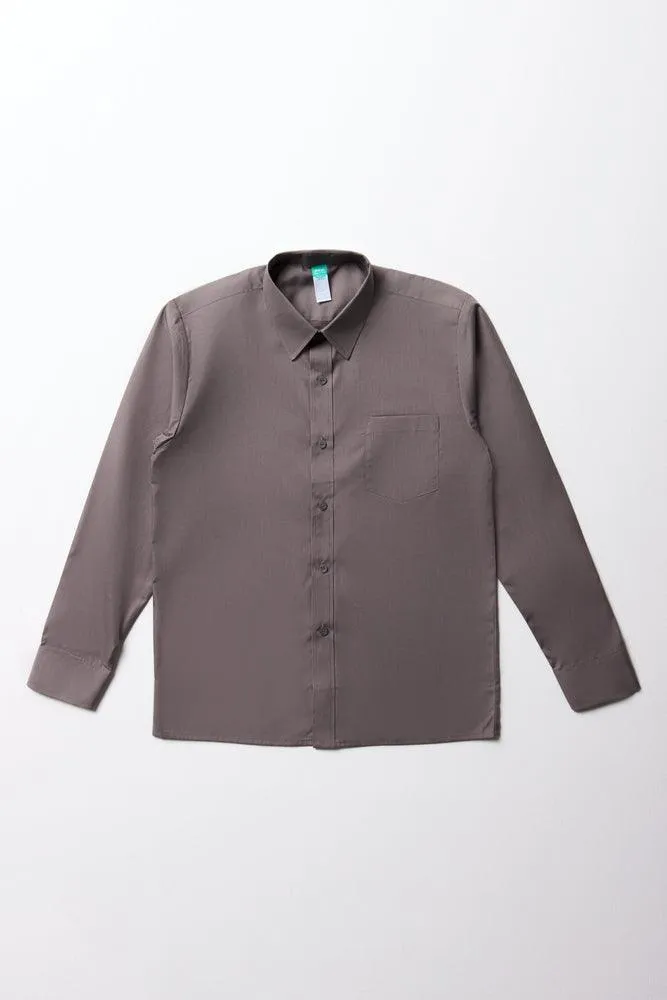 Unisex School Long Sleeve Collar Shirt Grey Toughees sold by Ackermas