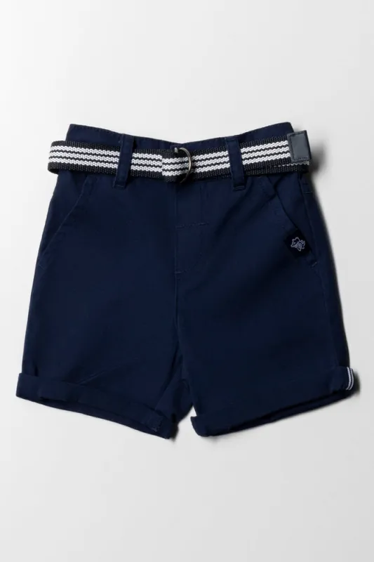 Belted Shorts Navy sold by Ackermas