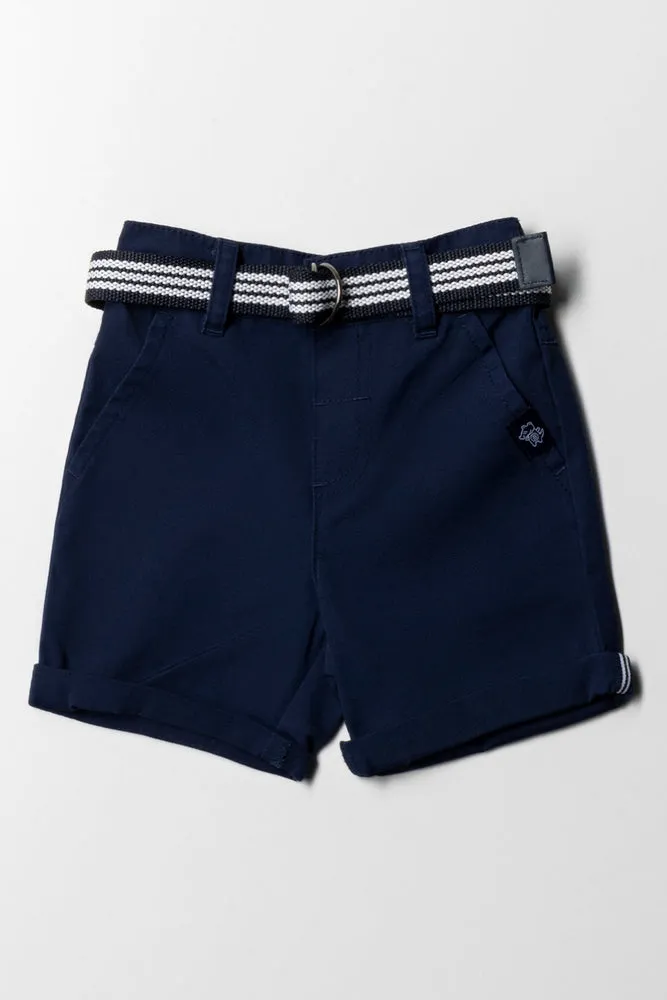 Belted Shorts Navy sold by Ackermas