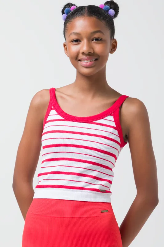 Seamless Stripe Strappy Vest Red sold by Ackermas