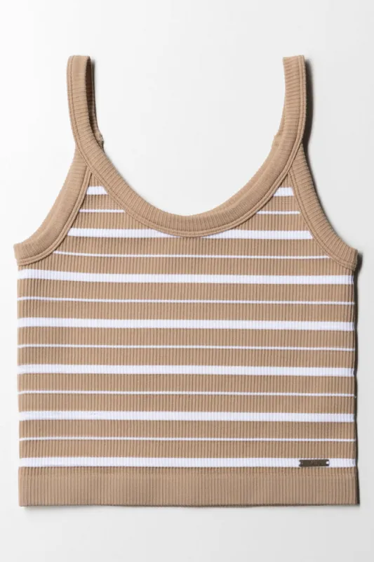 Seamless Stripe Strappy Vest Natural sold by Ackermas