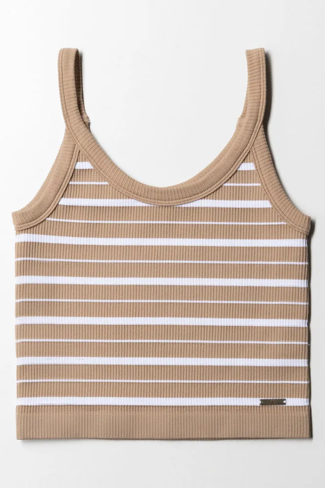 Seamless Stripe Strappy Vest Natural sold by Ackermas