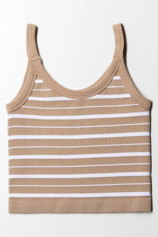 Seamless Stripe Strappy Vest Natural sold by Ackermas product image thumbnail 3