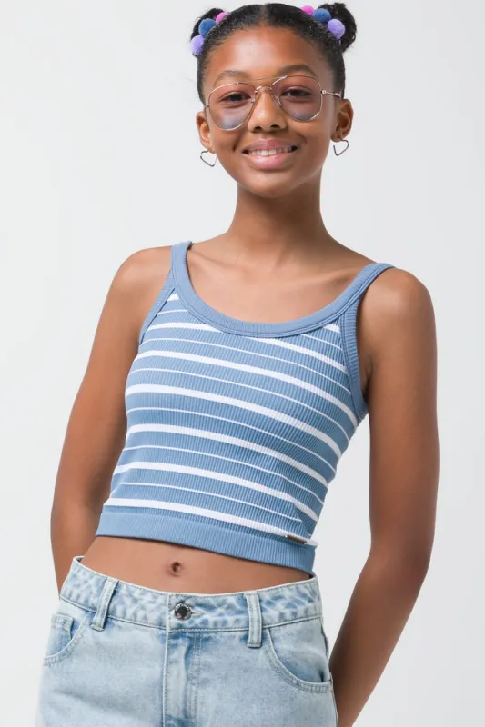 Seamless Stripe Strappy Vest Blue sold by Ackermas