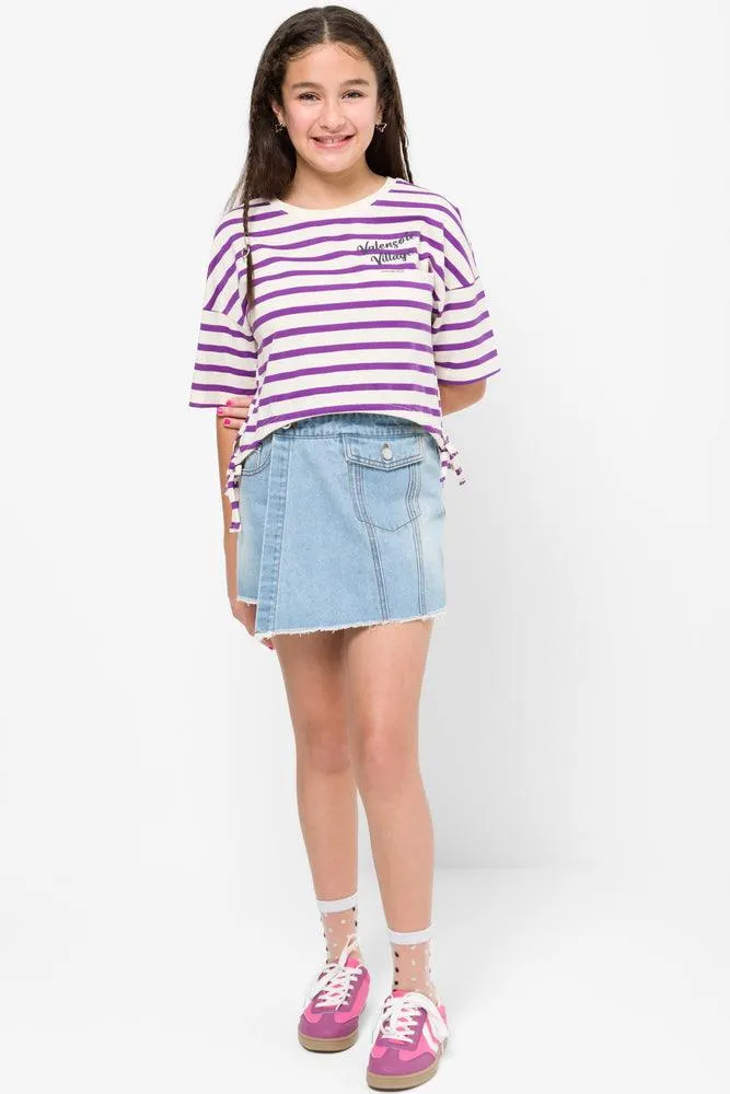 Denim Skort Light Blue sold by Ackermas