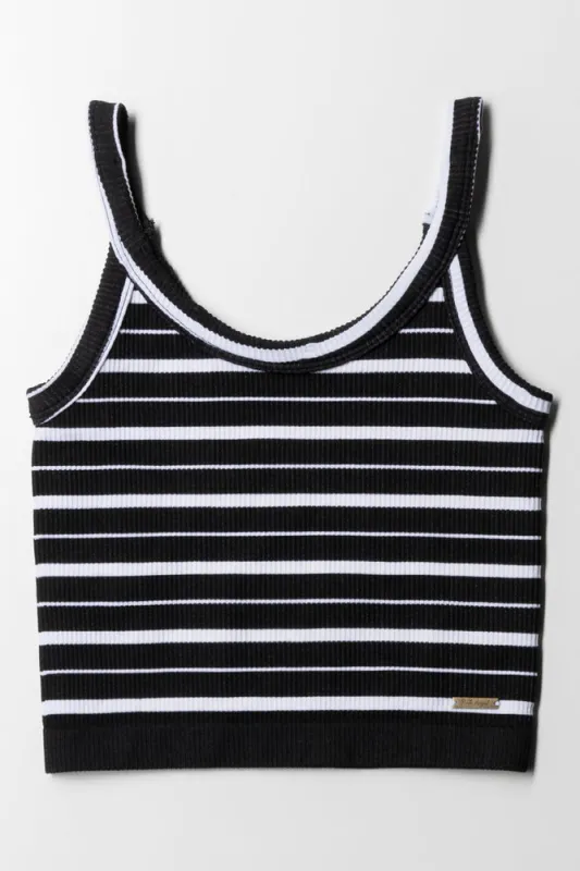 Stripe Seamless Strappy Vest Black & White sold by Ackermas