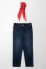 Skinny Denim Jeans With Hair Tie Blue sold by Ackermas