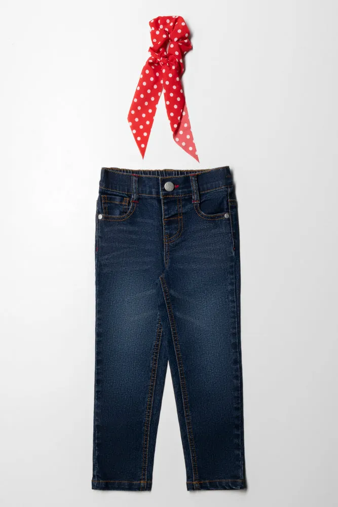 Skinny Denim Jeans With Hair Tie Blue sold by Ackermas product image thumbnail 4