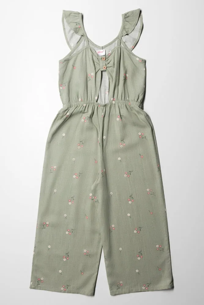 Floral Jumpsuit With Cut Out Detail Green sold by Ackermas