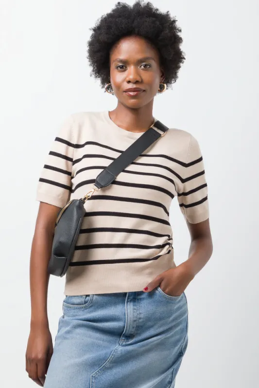 Stripe Crew Neck Jersey Natural And Black sold by Ackermas