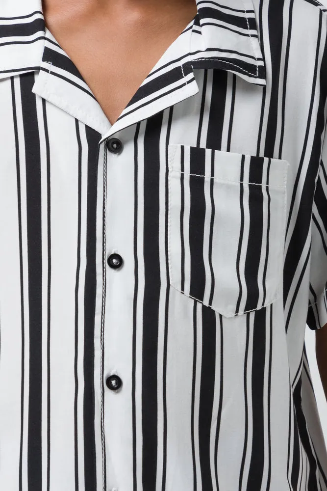 Stripe Short Sleeve Shirts White sold by Ackermas product image thumbnail 4