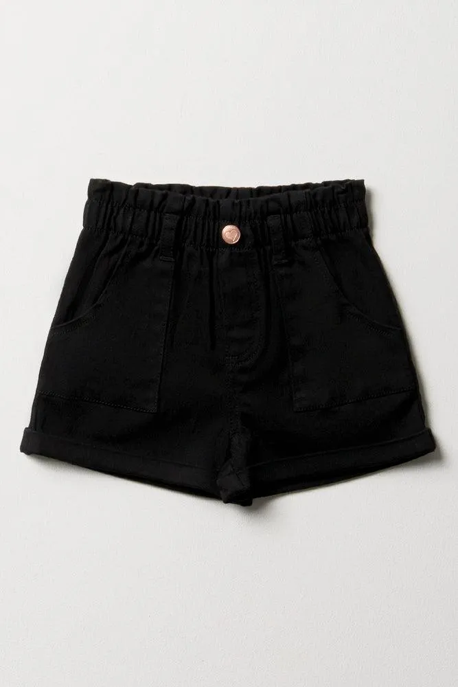 Pull On Denim Shorts Black sold by Ackermas