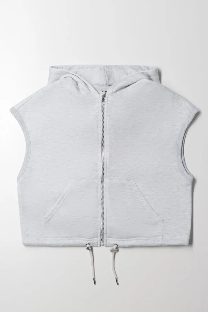 Sleeveless Zip Through Hoodie Grey sold by Ackermas