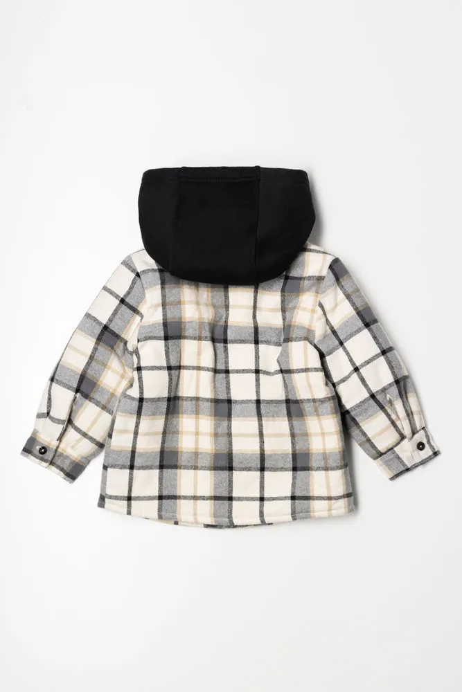 Hooded Shacket Black And Natural sold by Ackermas product image thumbnail 3