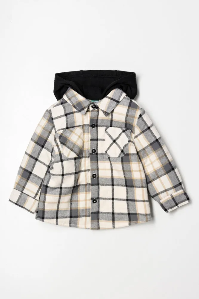 Hooded Shacket Black And Natural sold by Ackermas