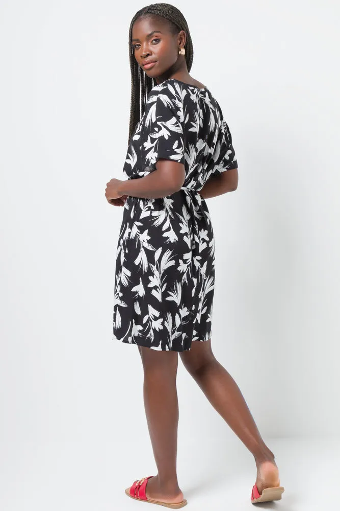 Belted Boatneck Shift Dress Black sold by Ackermas product image thumbnail 3