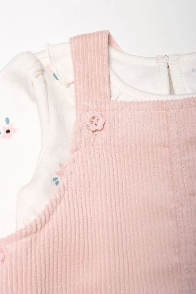 Corduroy Pinafore Dress Set Pink sold by Ackermas product image thumbnail 2