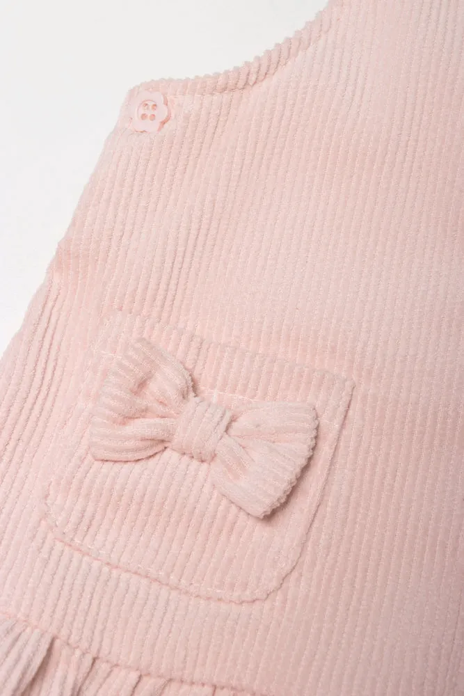 Corduroy Pinafore Dress Set Pink sold by Ackermas product image thumbnail 3