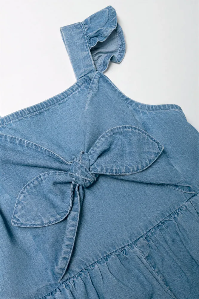 Bow Denim Short Jumpsuit Blue sold by Ackermas product image thumbnail 2