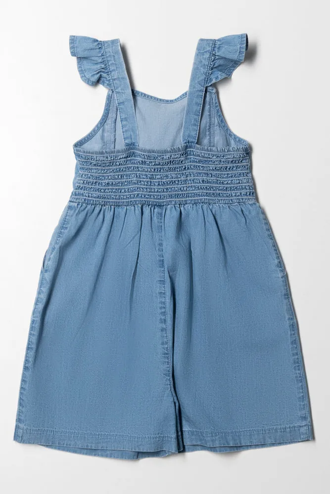 Bow Denim Short Jumpsuit Blue sold by Ackermas product image thumbnail 3