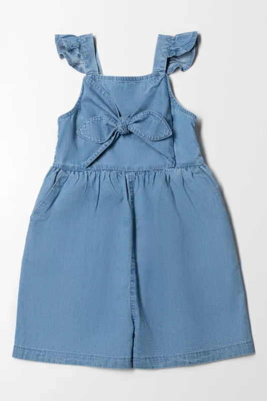 Bow Denim Short Jumpsuit Blue sold by Ackermas