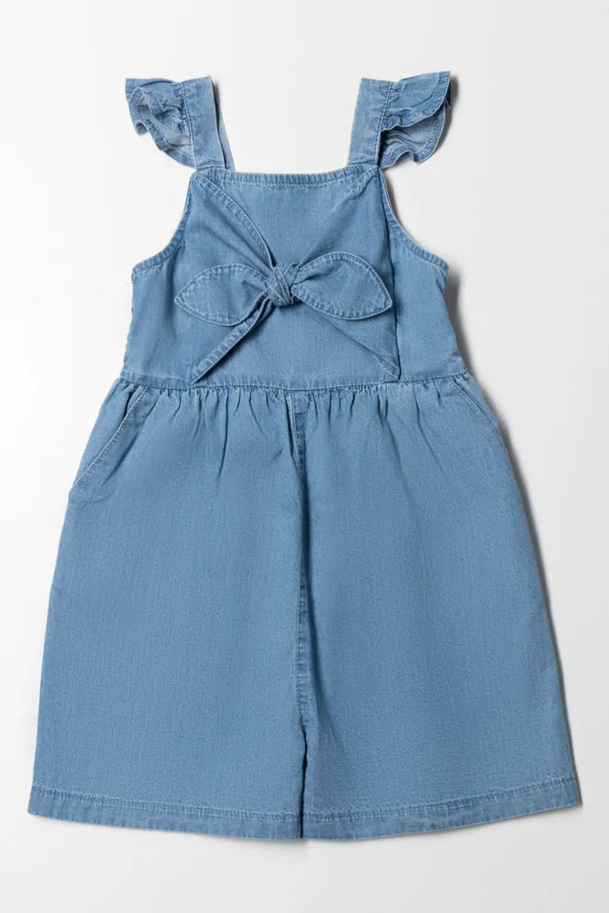 Bow Denim Short Jumpsuit Blue sold by Ackermas