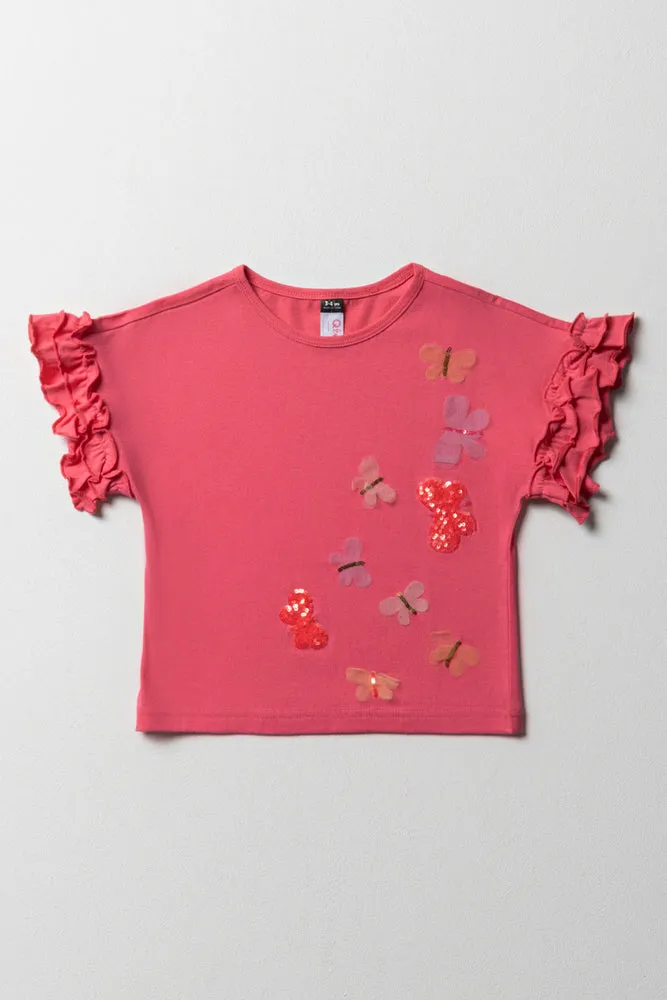 3D Butterfly Knit Top Pink sold by Ackermas