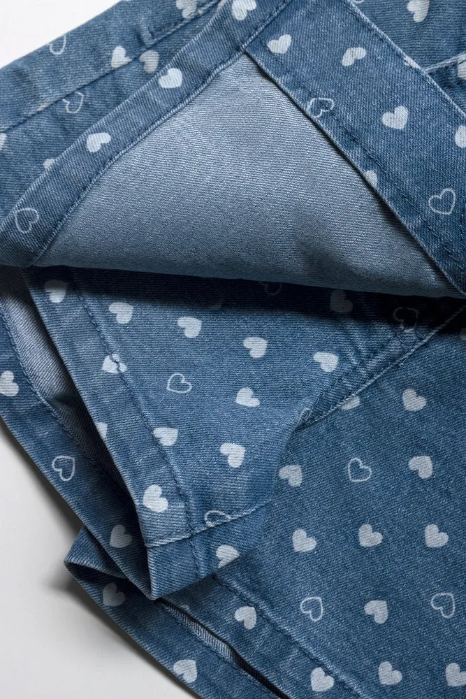 Lazer Heart Denim Skorts Blue sold by Ackermas product image thumbnail 3